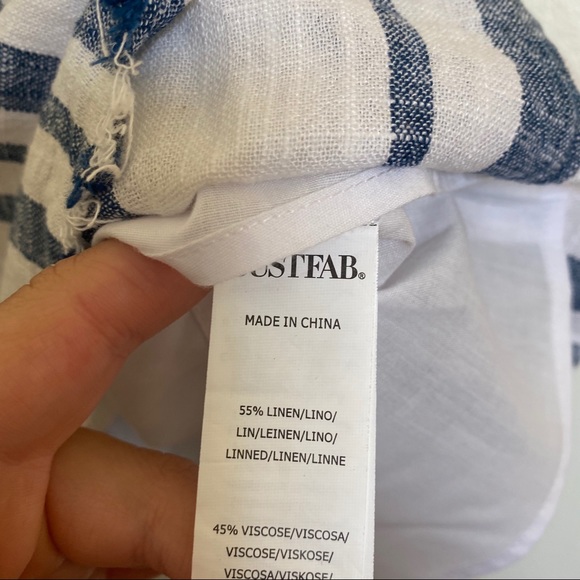 JustFab Linen Blend Blue White Stripe Dress Small - Picture 7 of 9